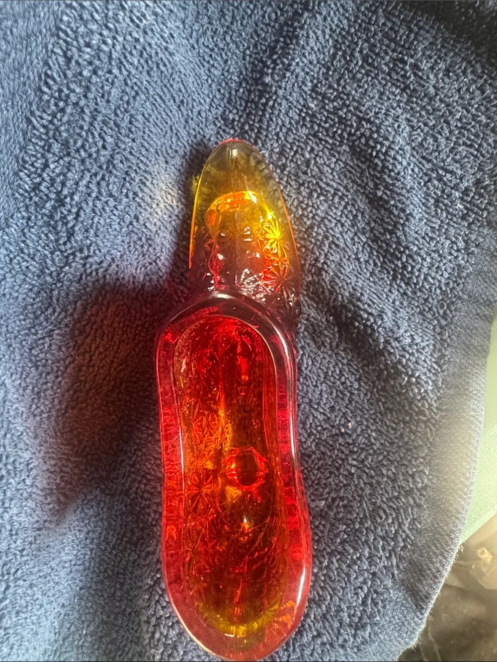 Decorative Glass Shoe Accent in Red and Amber - Home Accents